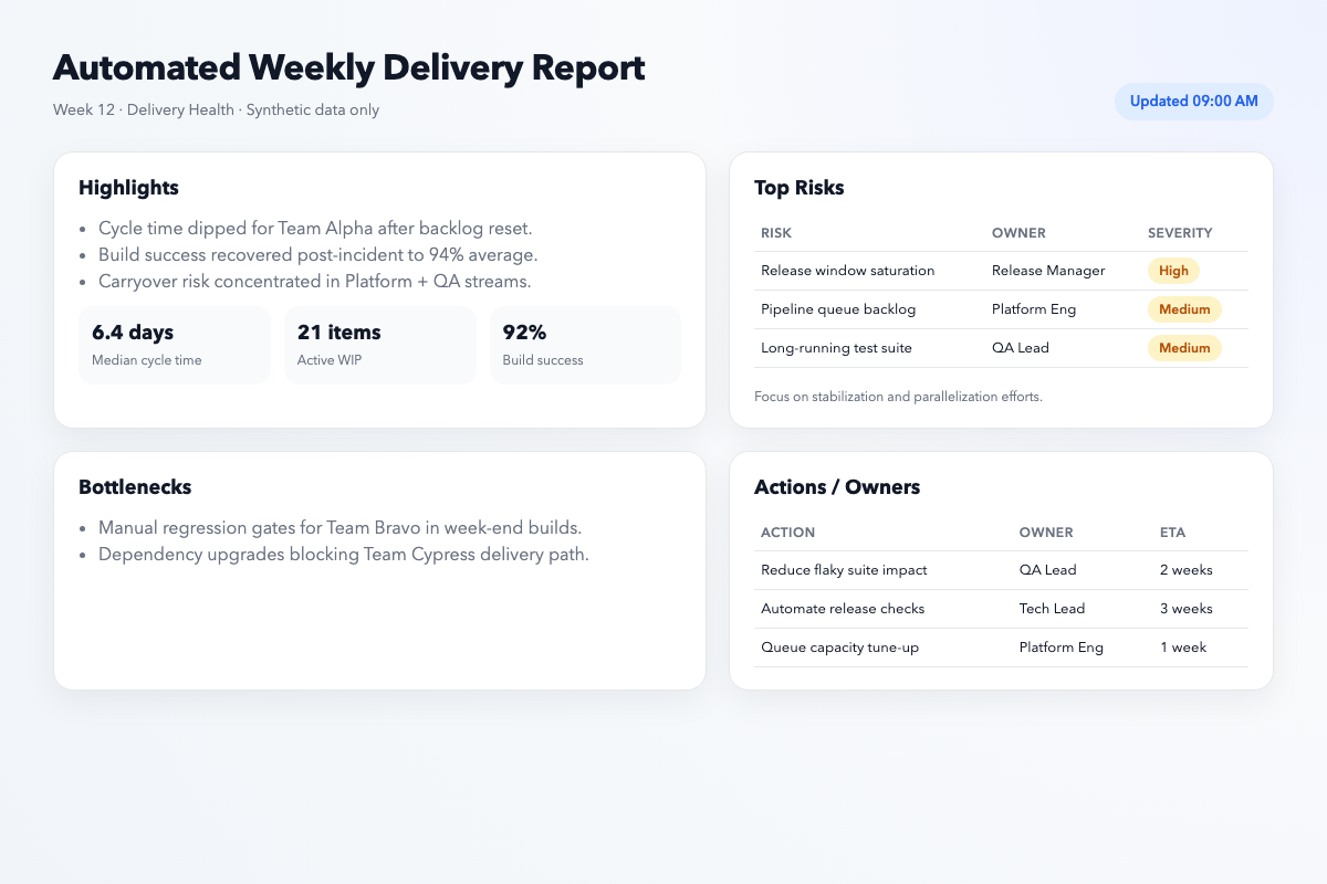 Automated weekly report example